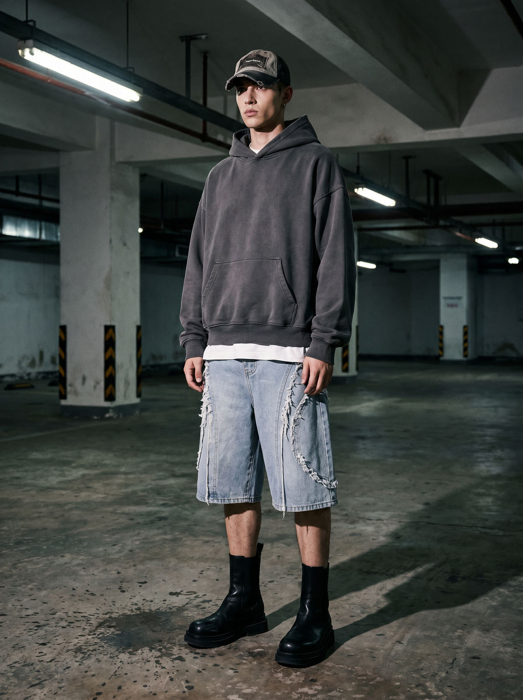 LSCN "Fracture" Denim Shorts