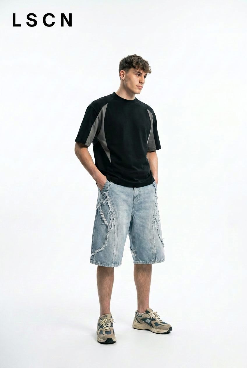 LSCN STUDIO - 260g "Contrast Panel" Technical Tee