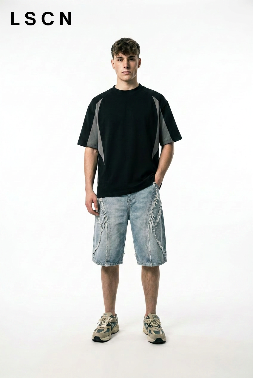 LSCN STUDIO - 260g "Contrast Panel" Technical Tee
